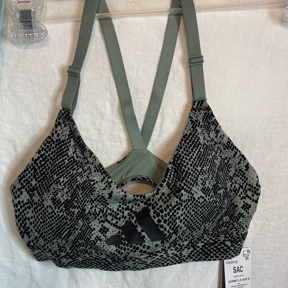 Adidas Green and Black Sports Bra